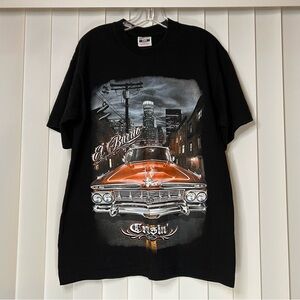 Black Graphic T-Shirt with Car Design